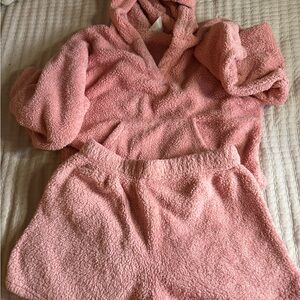 No Boundaries Pink Fleece Hoodie and Short Set